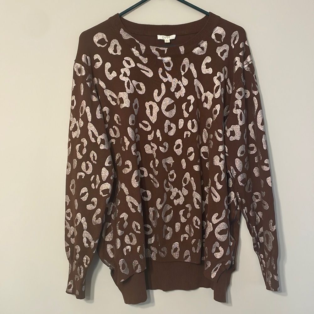 Oddi Leopard Print Pullover Sweatshirt M/L